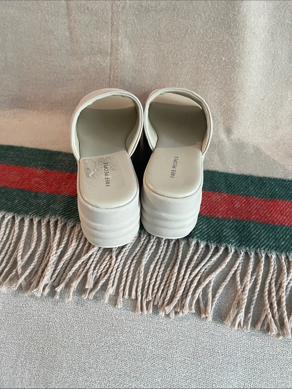 Free People Cream Platform Slide Sandals